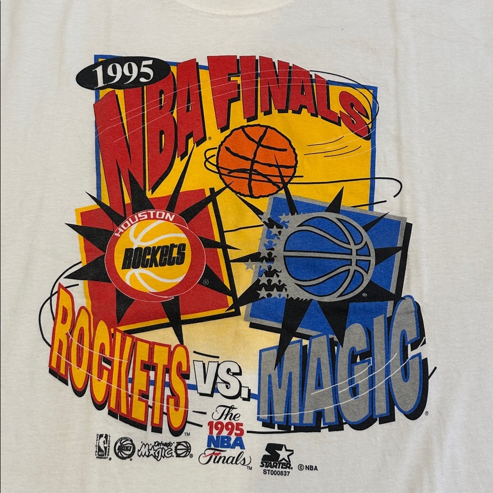 NBA FINALS 1995 STARTER White T-Shirt with XL VINTAGE